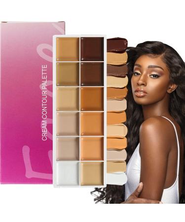 Palette de Maquillage Cr me Fond De Teint Cr me 12 Nuances Correcteur Teint & Cernes Femmes Matures pour Voyage Mariage Soir e Bureau Rendez-vous