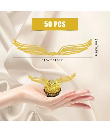 50pcs Golden Wing Cupcake Toppers Hollow Golden Snitch Wings Chocolate Decor with 50 Dispensing Glue Wing Cake Decorations for Birthday Wedding Party Decor Supplies - Buy Online on GoSupps.com