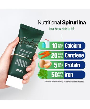 Real Spirulina Pore Perfect Mask 100g | Best Clay Face Mask for Skincare Detox & Pore Minimizing | Korean Skincare & Green Tea Infused - Buy Online on GoSupps.com