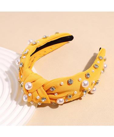 Umimiss Yellow Headband with White Pearl Rhinestone Crystal Jeweled - Head Bands Adult Women Pearl Headband Gold Headband Pearl Hair Accessories Yellow Hair Accessories Boho Head Band Headpieces - Buy Online on GoSupps.com