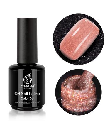 Beetles Glitter Gel Polish 15ml Pink Lady Nail Gel Soak Off LED Nail Lamp Flash Gel Nail Polish Rose Glitter Nail Art Manicure Salon DIY Home Solid Gel 0.5Oz G-Pink Lady