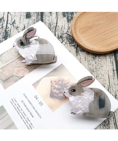 Cute Grey Bunny Hair Clips - Small Cellulose Acetate Hair Accessories for Girls (Pack of 2) - Buy Online on GoSupps.com