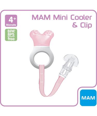 MAM Cooler & Clip - Cooling Bite Ring for Babies 2+ Months | Lightweight Easy Attachment Pink - Buy Online on GoSupps.com