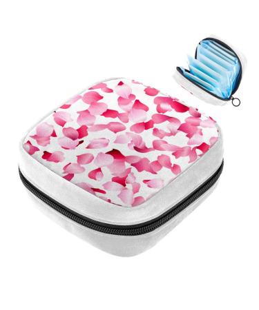 GIAPB Sanitary Napkin Storage Bag Period Bag Tampon Bag Makeup Bag Pad Pouch Pink Petals Color4981