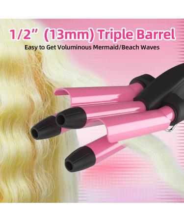 Mini Waver Curling Iron | 1/2 Inch Hair Crimper with Ceramic Tourmaline | Dual Voltage Travel Hair Waver for Beach Waves | Pink - Buy Online on GoSupps.com