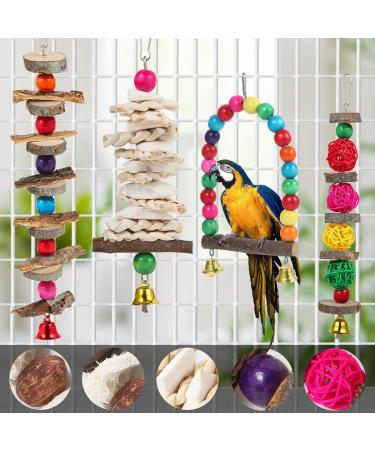 Bird Perch Bird Toys Parakeet Toys 6 Pack Bird Cage Accessories Wooden Chew Toys Perch Stand for Parrot Conure Cockatiel Lovebird Parrotlet Budgie Finches and Other Small to Medium Sized Birds - Buy Online on GoSupps.com
