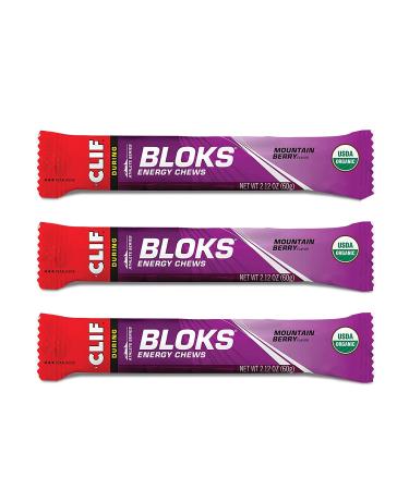 CLIF BLOKS - Energy Chews - Mountain Berry - Non-GMO - Plant Based Food - Fast Fuel for Cycling and Running -Workout Snack(2.1 Ounce Packet 3 Count) Dark berry 2.1 Ounce (Pack of 3)