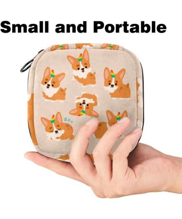 Javenproeqt Portable Women's Binding-Up Bag | Menstrual Cup & Tampon Pocket | Cute Kawaii Dog & Unicorn Design for Teenage Girls - Buy Online on GoSupps.com