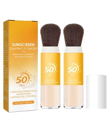 Sunscreen Powder, Sunscreen Powder, Setting Powder SPF 50 PA++, Setting Powder with Brush, Lightweight and Breathable Setting Powder (dzf,2)