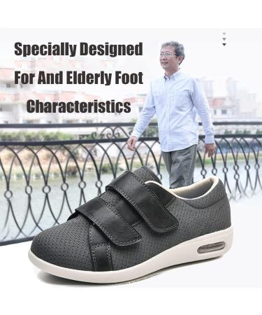 Orthoshoes Diabetic Men's Velcro Shoes for Swollen Feet - Extra Wide Width Dark Gray - Buy Online on GoSupps.com