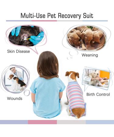 Kuoser Dog Surgery Recovery Suit | Striped Pet Vest for Dogs & Cats | Protective Clothing for Belly & Skin Issues | XS Blue - Prevents Licking Replacement for Cone & E-Collar - Buy Online on GoSupps.com