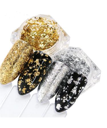 Holographic Glitter Nail Powder Kit - Gold/Silver Nail Art Foil Set - Buy Online on GoSupps.com