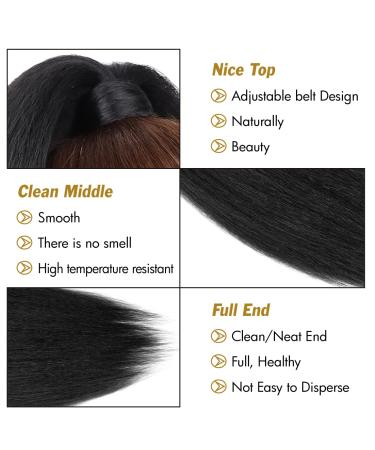 24 Long Yaki Straight Ponytail Extension | Synthetic Wrap Around Magic Paste | Clip-In Kinky Straight Hair for Women - Natural Black - Buy Online on GoSupps.com