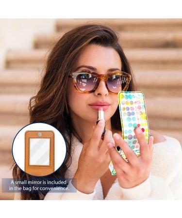 Shop Stylish Leather Lipstick Case with Mirror | Mini Lip Gloss Organizer - Colorful Dots Design | International Shipping Available - Buy Online on GoSupps.com