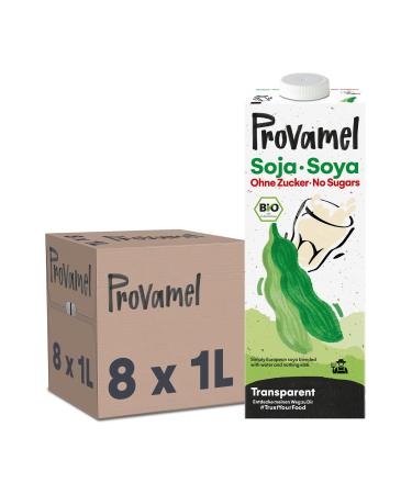 Provamel Organic-Bio Soya Drink without Sugar Plant-Based Drink Vegan Lactose-Free Gluten-Free UHT 8x1 l (Pack of 8)