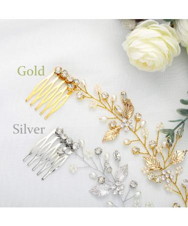 Unicra Hair Comb with Crystals - Bridal Wedding Hair Accessories for Women & Girls - Silver Flower Hairpieces - Buy Online on GoSupps.com
