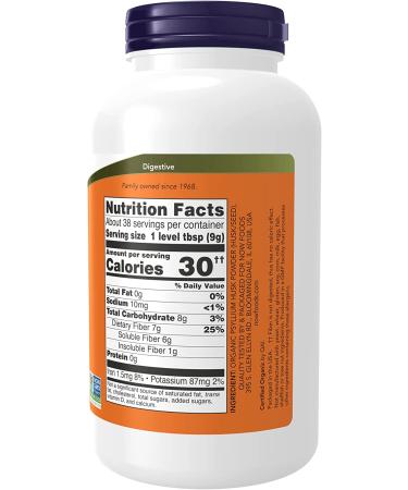 Now Foods Organic Psyllium Husk Powder 12 oz - Natural Digestive Support - Buy Online on GoSupps.com