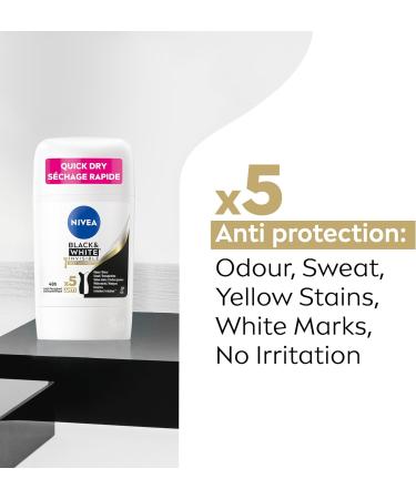 NIVEA Black & White Invisible 48H Protection Silky Smooth Anti-Perspirant Stick 51g - Buy Online on GoSupps.com