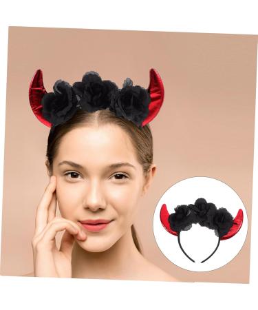 CRILSTYLEO Rose Headband Demon Hairband Demon Horns Headband Devil Ears Headband Demon Headpiece Devil Costume Halloween Party Favor Devil Headpiece Devil Hairband Bright Leather Fabric - Buy Online on GoSupps.com