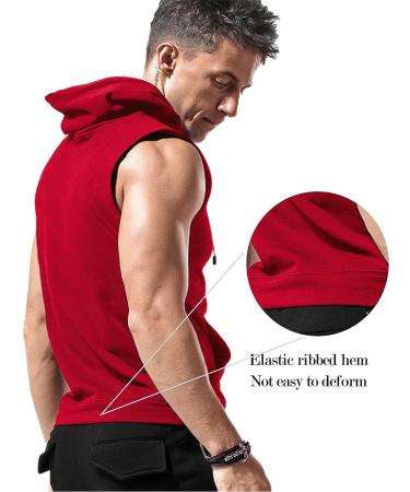 Babioboa Men's Cherry Red Workout Hooded Tank Top - X-Large - Buy Online on GoSupps.com