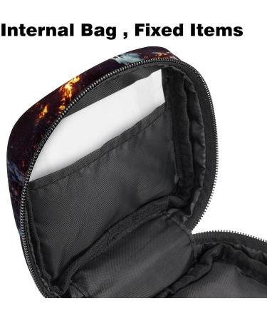 Dark Black Skull Luminous Flames Menstrual Storage Bag - Portable Zipper Pocket for Women & Teens - Buy Online on GoSupps.com