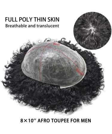 SINGA HAIR Afro Toupee for Black Men Curly Weave Brazilian Hair System All Pu Injection Hair Unit for Black Men (1B# Natural Black 6MM Afro) - Buy Online on GoSupps.com
