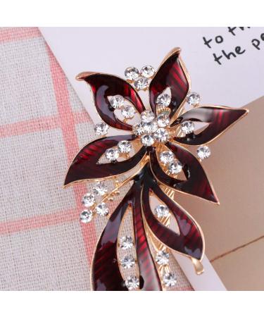 Lurrose Red Crystal Antique Flower Hair Clips Elegant Hair Accessories for Women - Buy Online on GoSupps.com