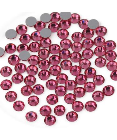 Beadsland 1440 Pieces Flat Back Rhinestones Nail Crystals Rhinestones For Nails Pink SS10(2.7-2.8mm) Pink SS10/1440pcs