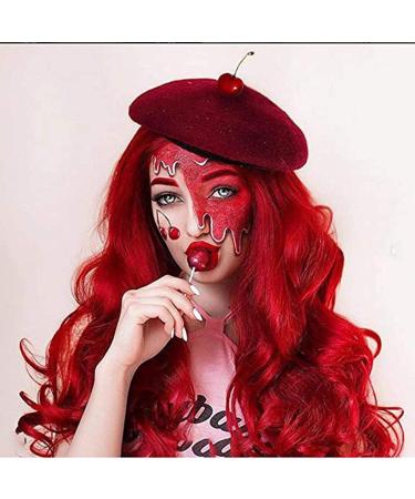 Red Wigs for Women Long Curly Wavy Ladies Fancy Dress Wig Synthetic Hair Wigs Heat Resistant Full Wig Cosplay Halloween (Red) L205-Red - Buy Online on GoSupps.com