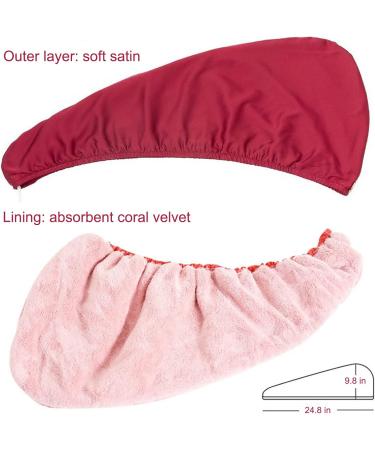 Buy Holiberty Coral Velvet Hair Drying Cap - Ultra Absorbent Fast Drying Towel Wrap for Women & Girls - Perfect for Long Curly Hair (Wine Red) - International Shipping Available - Buy Online on GoSupps.com