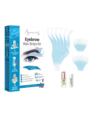 Bandes de Cire Froide D pilatoire Sourcils Homme - Peaux Sensible - 24 Bandes de Cire avec Poudre de Perle 2g et Huiles Essentielles Apaisantes 3g Bande d' pilation des Visage Frome Pr d coup e