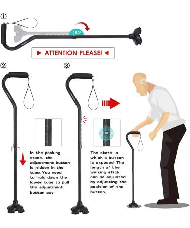 BeneCane Adjustable Walking Cane with Offset Handle - Lightweight Mobility Aid for Men, Women, and Seniors in Black - Buy Online on GoSupps.com