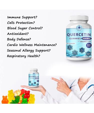 (3Pack) Quercetin Gummies - Quercetin with Bromelain Vitamin C + Zinc Vitamin D3 Chewable Quercetin 900mg Supplements - Quercetin for Kids and Adults (3) - Buy Online on GoSupps.com