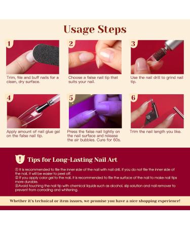 Rosalind Clear Nail Tips 504 Pack - Medium Almond Fake Nails for Gel & Acrylic - 12 Sizes - Transparent Full Coverage - Buy Online on GoSupps.com