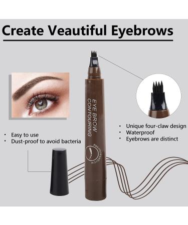 Eyebrow Pencils 4 Heads Waterproof Tattoo Eyebrow Pencil with Micro-forked Tip Applicator Creates Natural Looking Eyebrows Effortlessly (Light Brown) - Buy Online on GoSupps.com