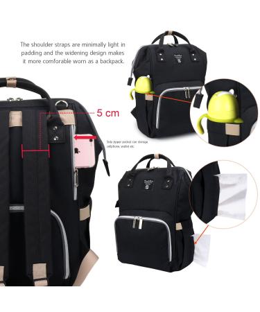 Pomelo Stylish Baby Diaper Backpack | Multifunctional Water-Repellent Large Capacity | Perfect for On-the-Go Black Design - Buy Online on GoSupps.com