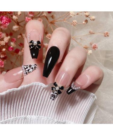 10Pieces 3D Nail Nail Art Accessories Bows Nail Jewelry Alloy-Nail Art Decorations for Women and Girls Metal Nail Studs for Nail Art Black Fragrant Butte - Buy Online on GoSupps.com
