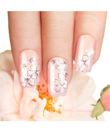 Maitys 120pc Short Square Rhinestone Flower Full Cover Press-On Nails - Glossy Acrylic Designs for Nail Salon & DIY Decoration - Women/Girls - Buy Online on GoSupps.com