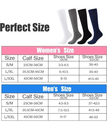 Shop QKURT 4 Pairs Compression Stockings for Men & Women | Athletic Knee Socks Support | Multi-Colored S-M - Buy Online on GoSupps.com