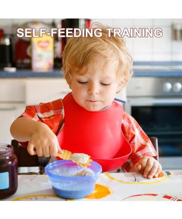 DJFOG 5 Pcs Silicone Self Feeding Spoons -Safe and Easy for Led Weaning Food-Grade Silicone Dishwasher Safe (Yellow) - Buy Online on GoSupps.com