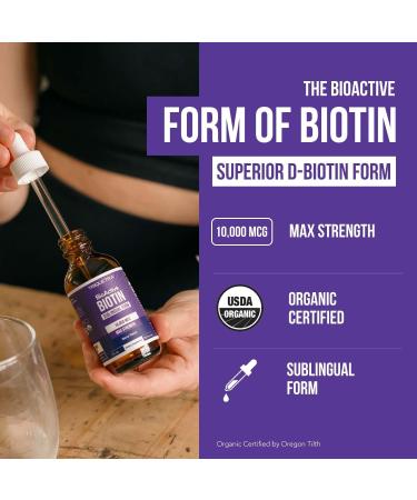 Biotin Hair Support for Women Organic 10000mcg USP Grade Premium Liquid Supplement for High Absorption Supports Healthy Hair Skin & Nails Berry Flavor 180 Servings 2 oz - Buy Online on GoSupps.com