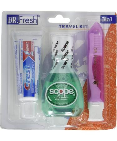CHEVAUX Travel Toothbrush Kit with Toothbrush, Toothpaste & Mouthwash - On-The-Go Oral Care Bundle with Zipper Pouch - Buy Online on GoSupps.com