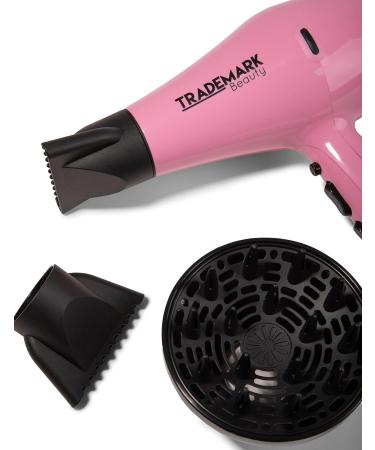 Trademark Beauty Speedy Blo Hair Dryer Professional Strength Blow Dryer with Diffuser & 2 Concentrator Nozzles Faster Dry Time Compact Lightweight and Durable Pink - Buy Online on GoSupps.com