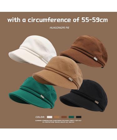 2023 Women's Vintage Tweed Newsboy Cabbie Cap in Dark Brown - Fashion Beret Hat - Buy Online on GoSupps.com