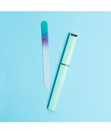 Bona Fide Beauty Czech Glass Nail File with Case - Pastel Aqua/Violet | Manicure Fingernail File for Natural Nails - Expert Precision Filing and Smooth Finish - Buy Online on GoSupps.com