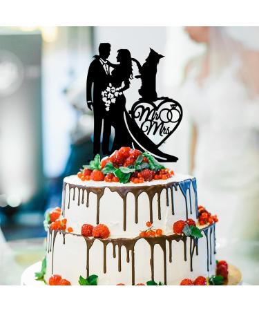 Custom Wedding Cake Topper With Dogs Bride And Groom With Border Collie Dog Cake Topper Personalized Wedding Topper Couple With Pet Cake Toppers Gift for Wedding Anniversary - Buy Online on GoSupps.com
