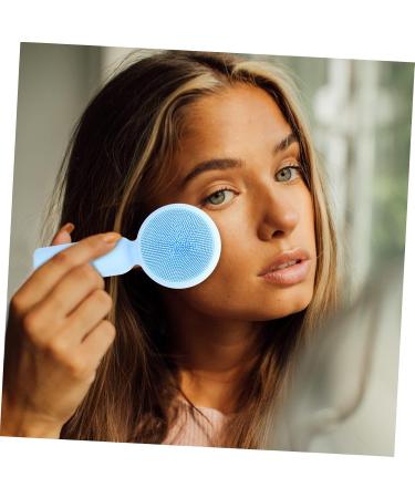 Ipetboom Silicone Face Brush Face Washing Brush Facial Exfoliator Scrubber Hand Scrubber Silicone Facial Scrubber Exfoliating Brush Exfoliate for Face Scrubber Manual 3D Cleanser Silica Gel 11x5cm Sky-blue - Buy Online on GoSupps.com