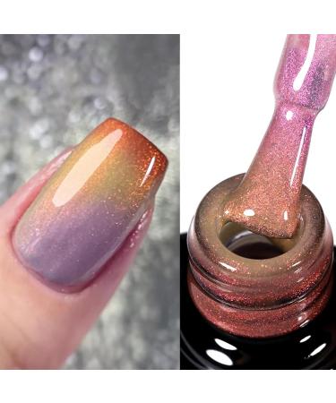 Autumn Gel Nail Polish Colour Changing Gel Nail Polish Thermal Chameleon Gel UV Gel Soak Off Nail Art Pastel Gel Brown Glitter Orange Gold Purple (URB117) - Buy Online on GoSupps.com