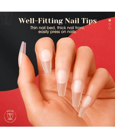 Rosalind Gel Nail Tips - 300PCs Medium Ballerina Full Cover Matt - No-File Soft Gel Nail Tips for Extensions - 15 Sizes - Ideal for Professional & DIY Use - Buy Online on GoSupps.com