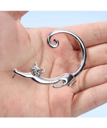 Cat Ear Climber Silver Earrings | Unique Cat Cuff & Clip-On Jewelry for Cat Lovers - Buy Online on GoSupps.com